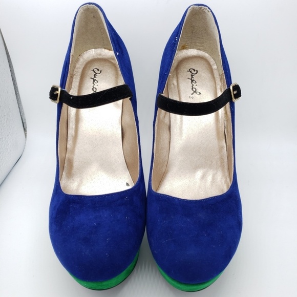 Qupid Felt Two Tone Platform Stiletto Heels - Picture 2 of 6